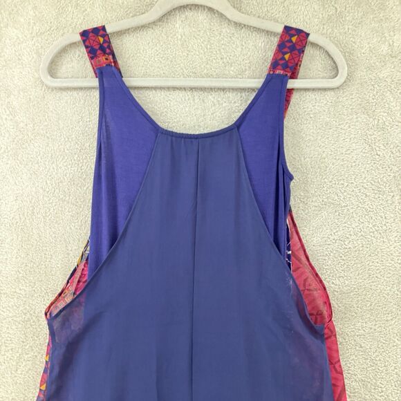 Desigual Dress Womens EU36 Blue Cassidy Tank Boho Printed Layered Chiffon Short - Picture 7 of 10